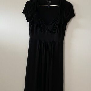 Bisou Bisou Black Empire-Waist Midi Dress with V-Neck